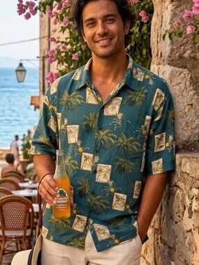 Bermuda Bay 100% Silk Hawaiian Aloha Camp Shirt Size Xxl